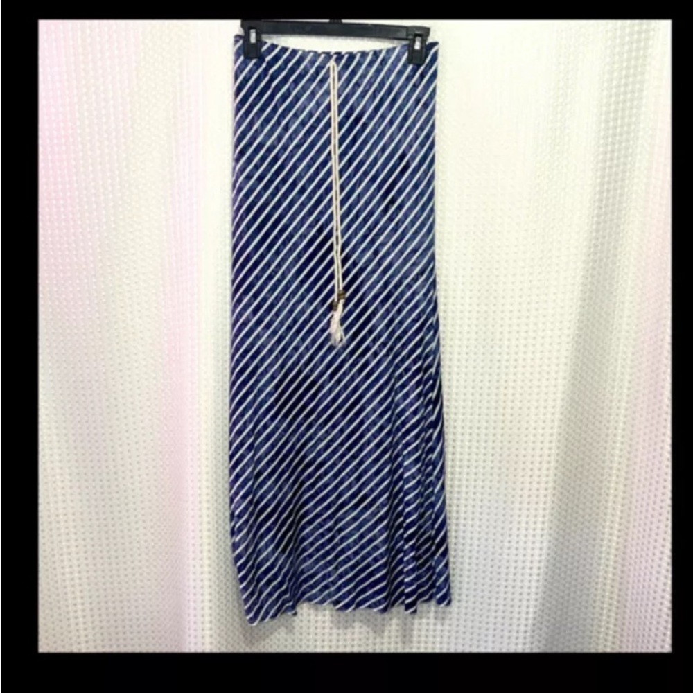 Haani Maxi Skirt Womens Size 3X Blue White Striped Sexy